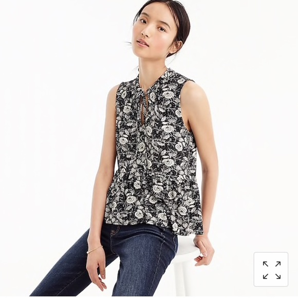 J. Crew Tops - J.Crew Ruffle-Trimmed Tie-Front Top in Floral